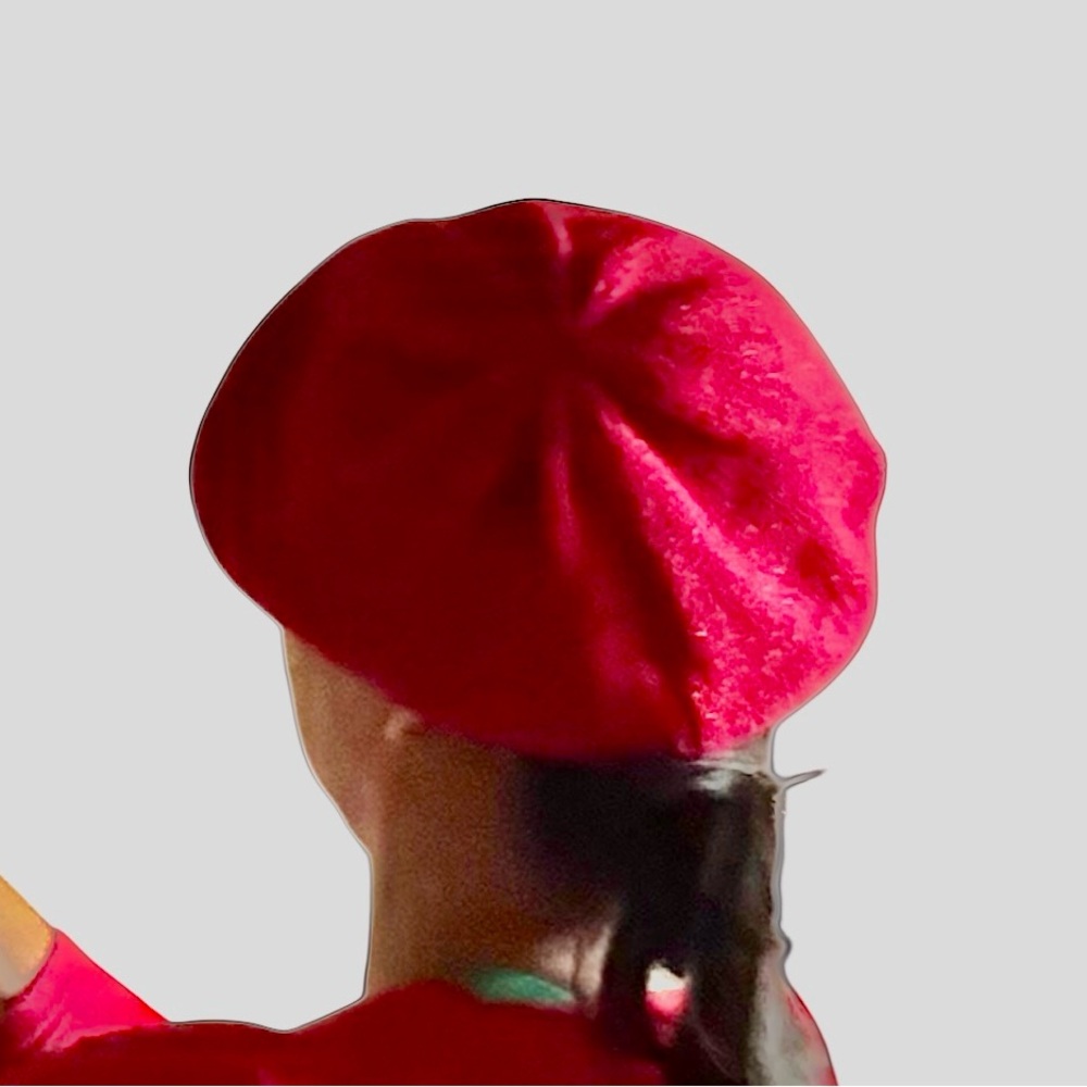 Jaclyn Smith Red Shimmer Beret Women's Sparkle Knit Hat Holiday Winter Accessory